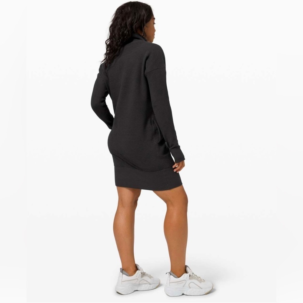 Lululemon Call For Cozy Dress Black Ribbed Sz 4 - Picture 3 of 10